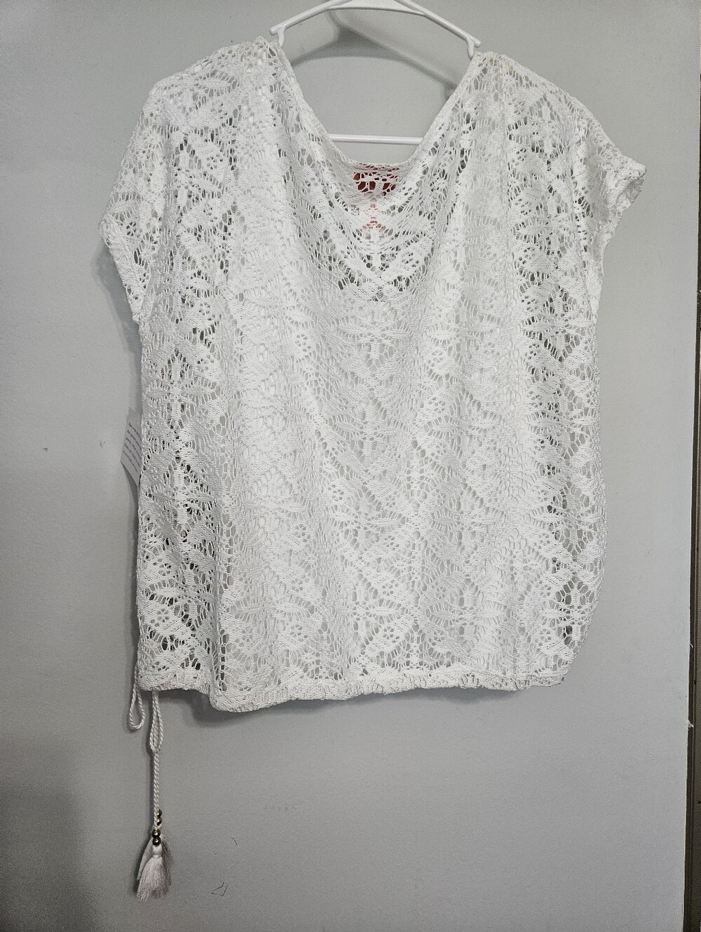 White Tunic with Tassel Drawstrin